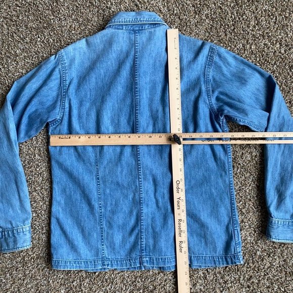 SKYDYED Denim Shirt Womens Medium Blue Jean Snap Button Up Long Sleeve Cowgirl - Picture 8 of 12